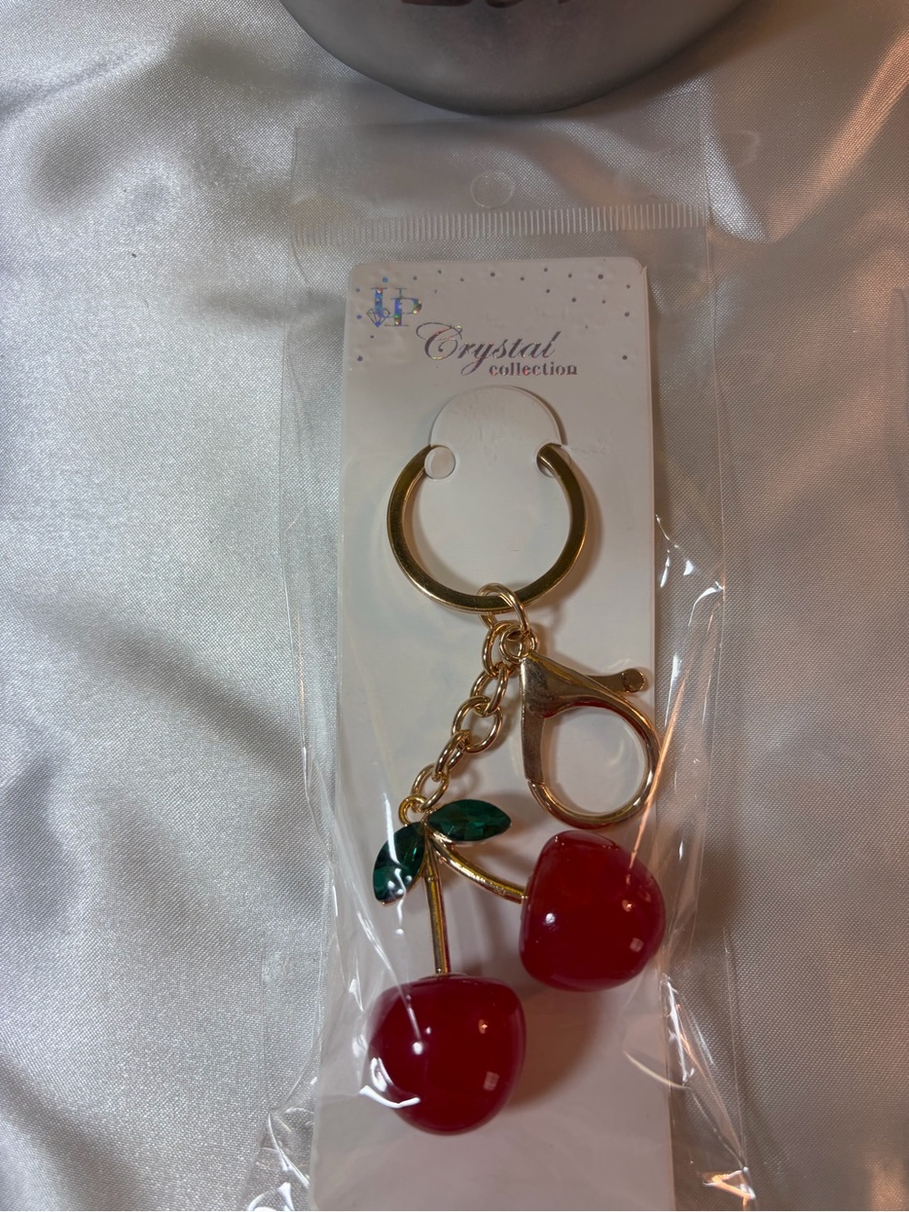 Gold Cherry Keychain/Bag Charm with Red Enamel Cherries